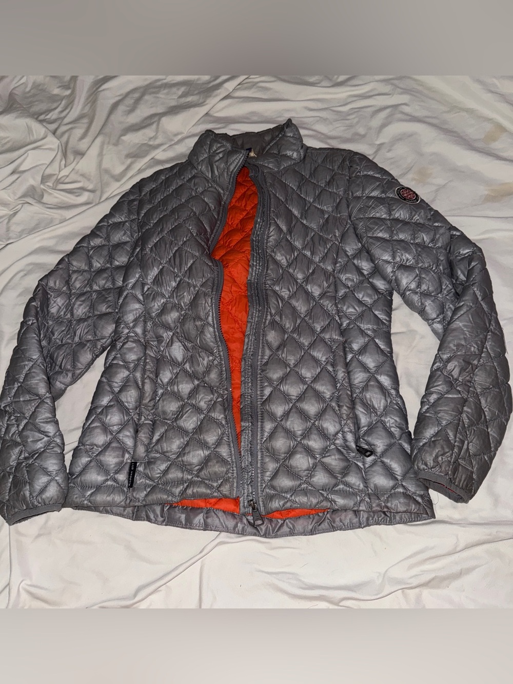 Madden Girl Lightweight Quilted Women's Jacket - Gray with Orange Lining